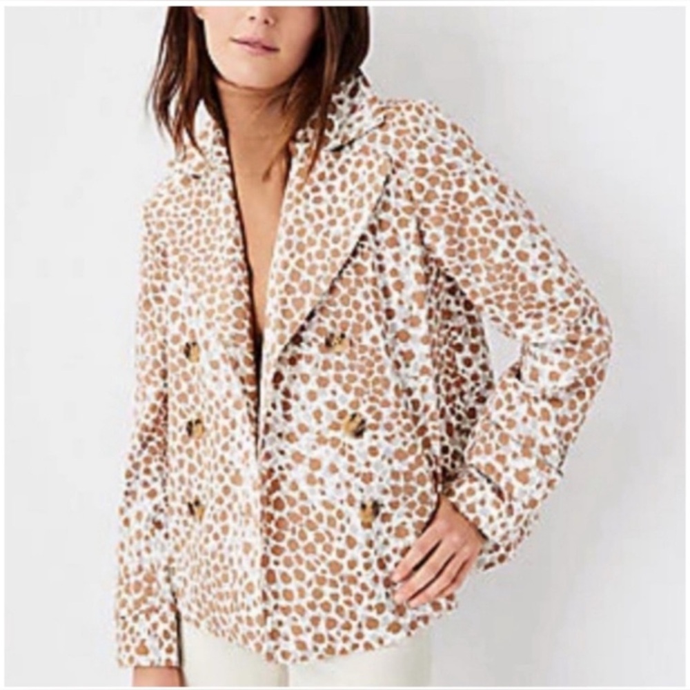 Ann Taylor petite spotted double breasted jacket blazer women’s size XSP